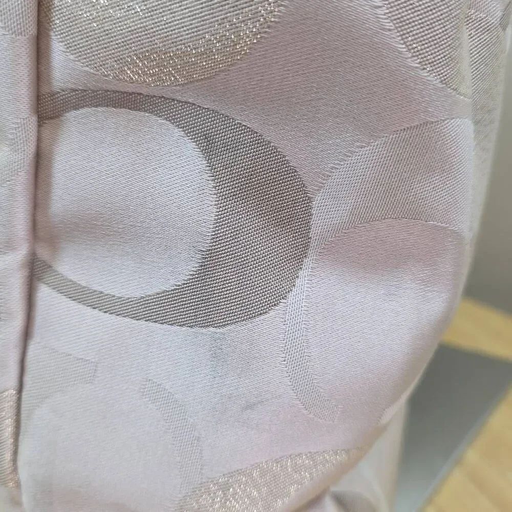 Coach Gallery Tote Optic Signature Sateen Gold Khaki F19675 Large Zip Shoulder B - Picture 9 of 16
